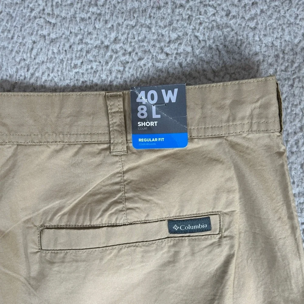 Columbia Washed Out Short Mens 40 Fossil Khaki Cotton 8 Inseam 149153245 NEW